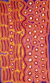 Aboriginal Artwork by Alice Nampijinpa Michaels, Lappi Lappi Jukurrpa, 76x46cm