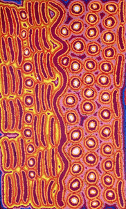 Aboriginal Artwork by Alice Nampijinpa Michaels, Lappi Lappi Jukurrpa, 76x46cm - ART ARK®