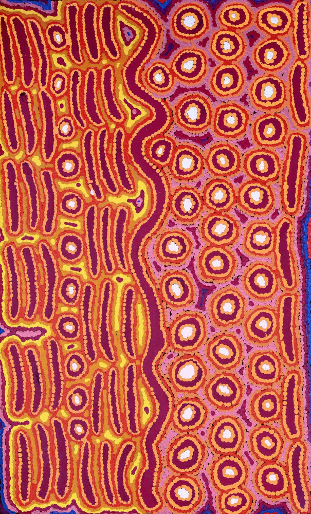 Aboriginal Artwork by Alice Nampijinpa Michaels, Lappi Lappi Jukurrpa, 76x46cm