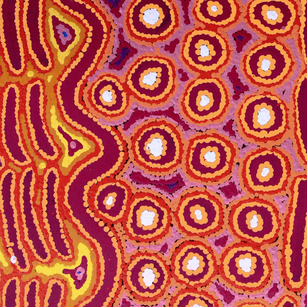 Aboriginal Artwork by Alice Nampijinpa Michaels, Lappi Lappi Jukurrpa, 76x46cm