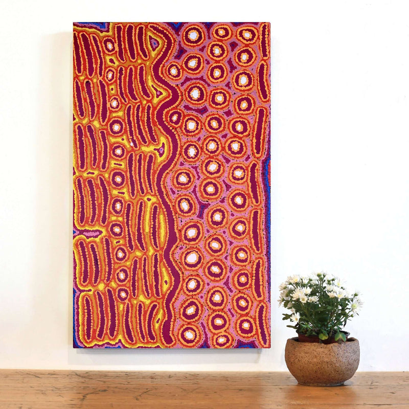 Aboriginal Artwork by Alice Nampijinpa Michaels, Lappi Lappi Jukurrpa, 76x46cm