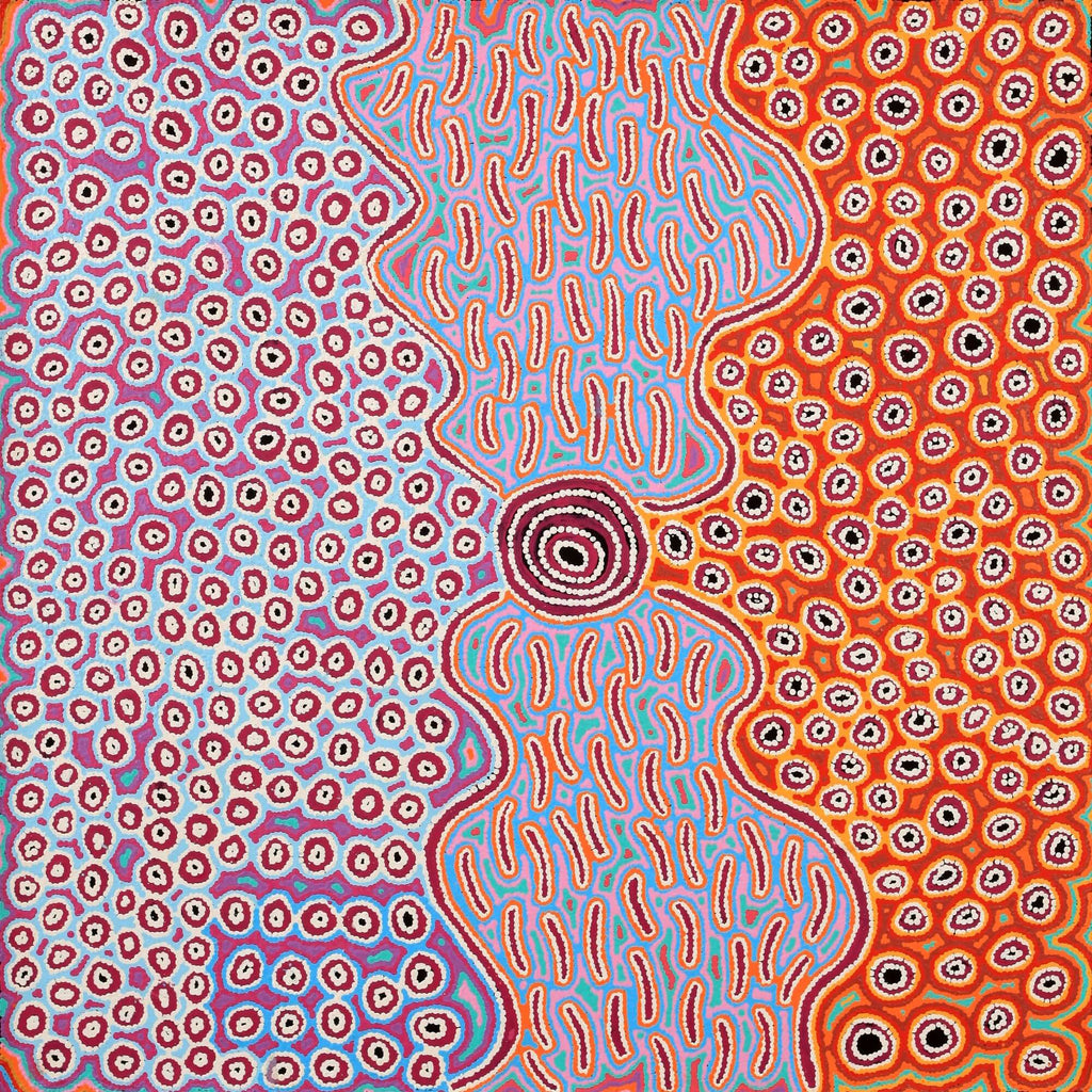 Aboriginal Artwork by Alice Nampijinpa Michaels, Lappi Lappi Jukurrpa, 91x91cm