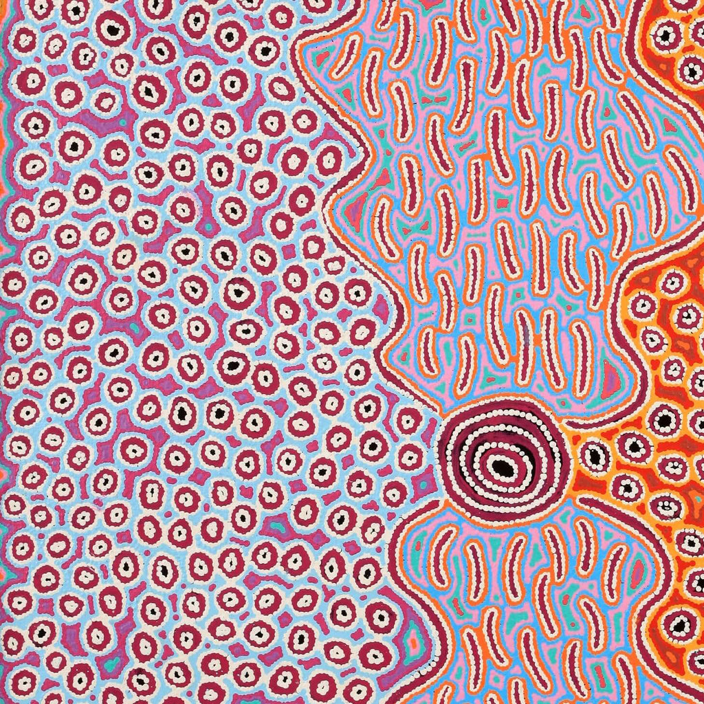 Aboriginal Artwork by Alice Nampijinpa Michaels, Lappi Lappi Jukurrpa, 91x91cm - ART ARK®
