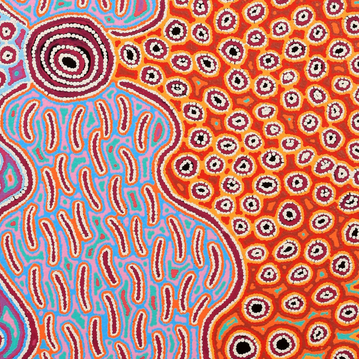 Aboriginal Art by Alice Nampijinpa Michaels, Lappi Lappi Jukurrpa, 91x91cm - ART ARK®