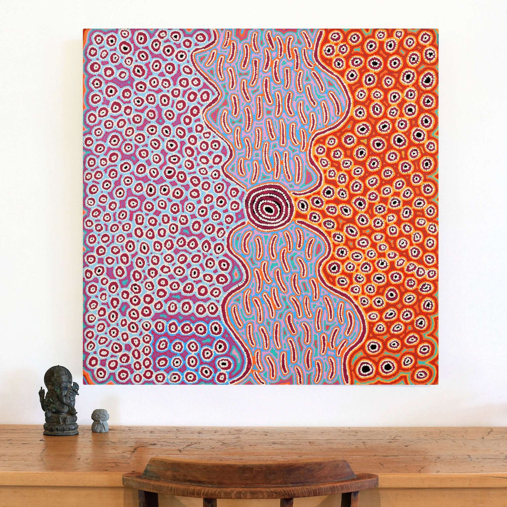 Aboriginal Art by Alice Nampijinpa Michaels, Lappi Lappi Jukurrpa, 91x91cm - ART ARK®