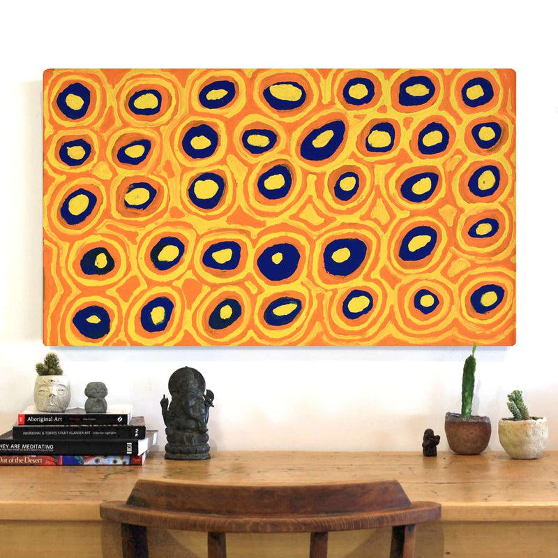 Aboriginal Artwork by Alice Nampitjinpa Dixon, Rockholes at Talaalpi, 90x50cm