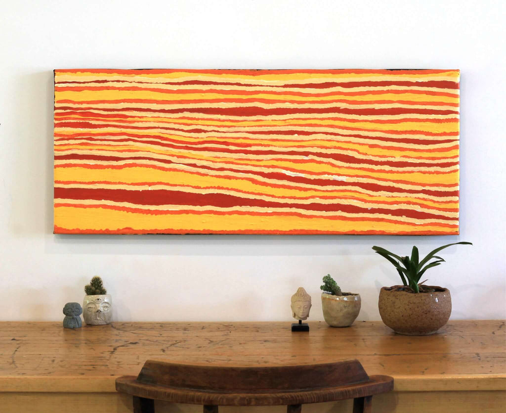 Aboriginal Artwork by Alice Nampitjinpa Dixon, Tali Tali - Sandhills, 100x40cm