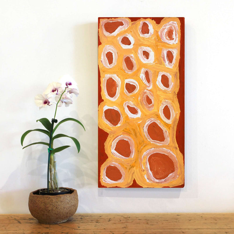 Aboriginal Artwork by Alice Nampitjinpa Dixon, Tjilkamala - Porcupine rockhole, 60x30cm