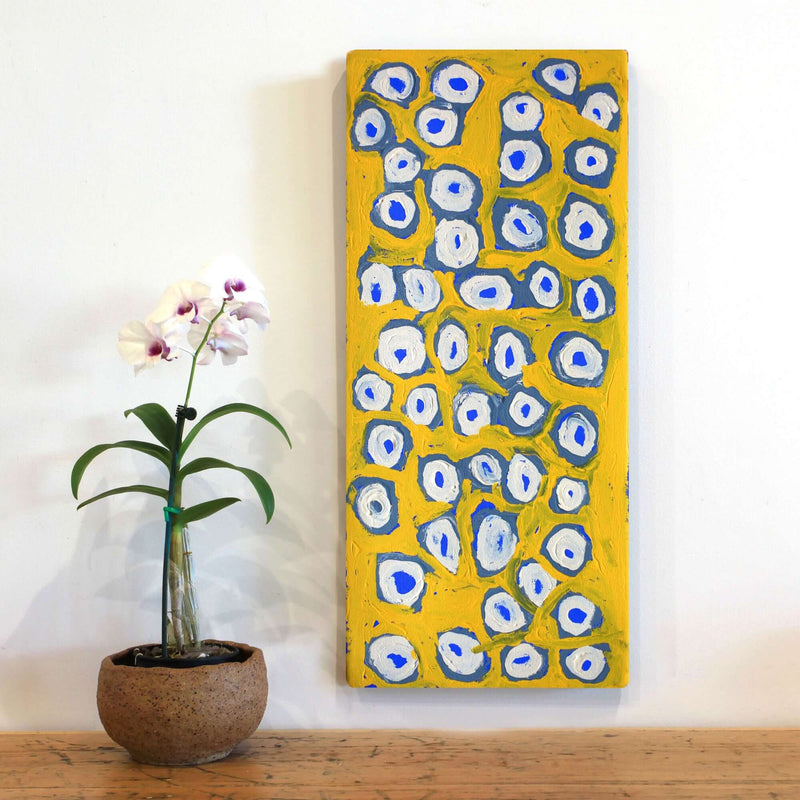 Aboriginal Artwork by Alice Nampitjinpa Dixon, Tjilkamala - Porcupine rockhole, 70x30cm