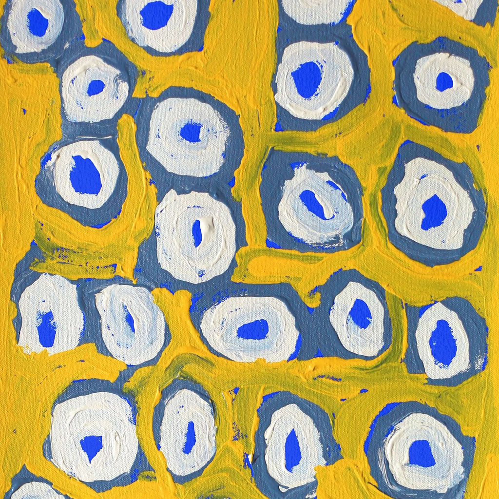 Aboriginal Artwork by Alice Nampitjinpa Dixon, Tjilkamala - Porcupine rockhole, 70x30cm