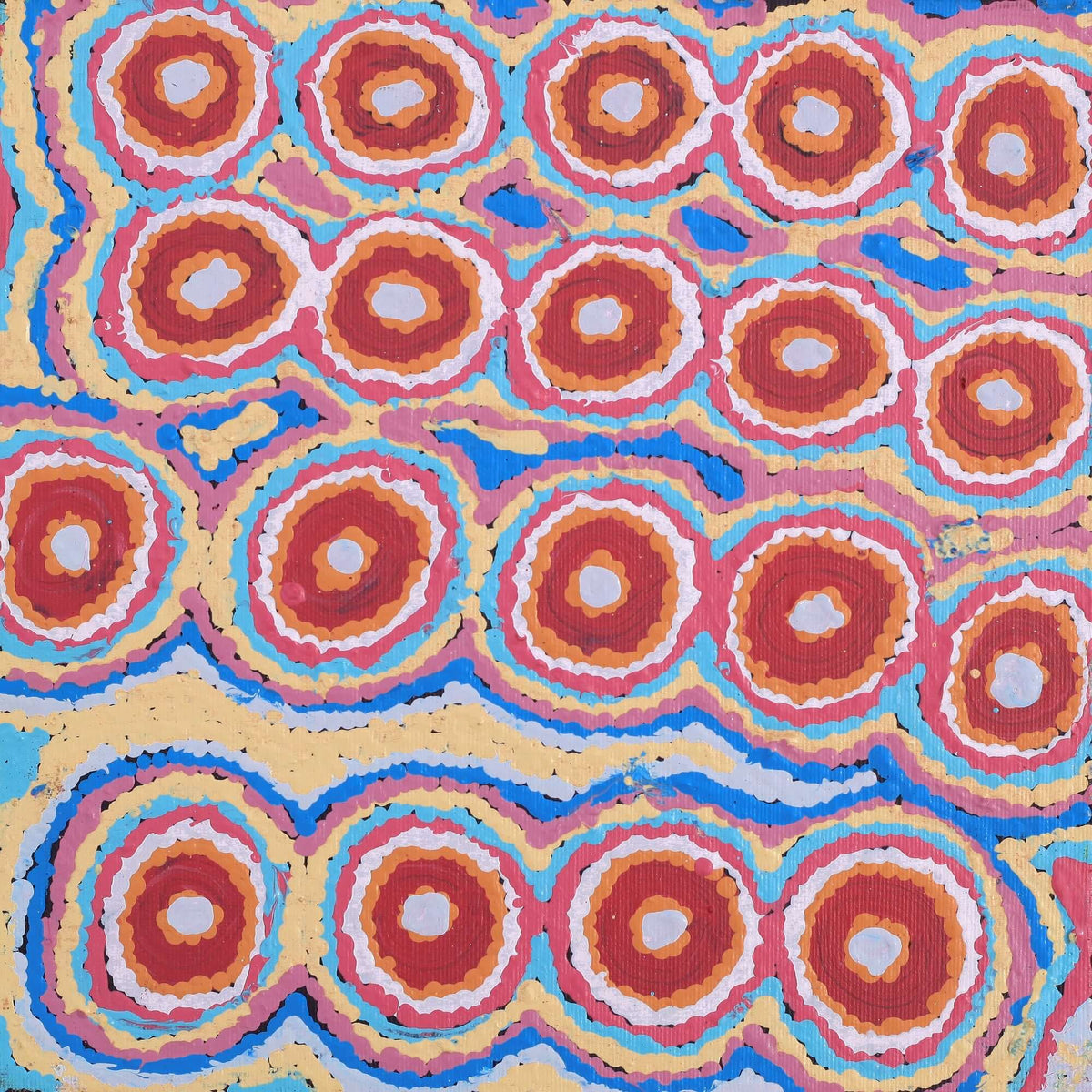 Aboriginal Art by Alice Nampijinpa Michaels, Lappi Lappi Jukurrpa, 30x30cm - ART ARK®