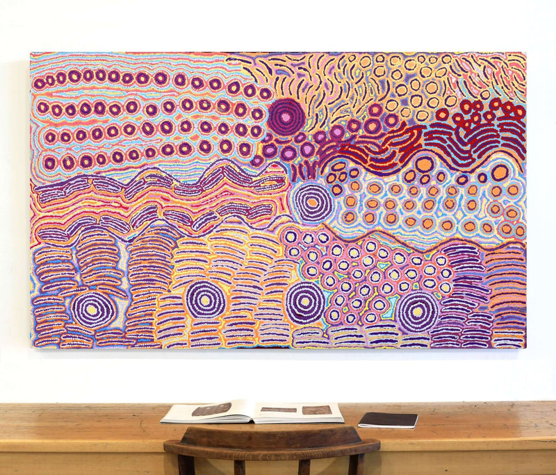 Aboriginal Artwork by Alice Nampijinpa Michaels, Lappi Lappi Jukurrpa, 152x91cm