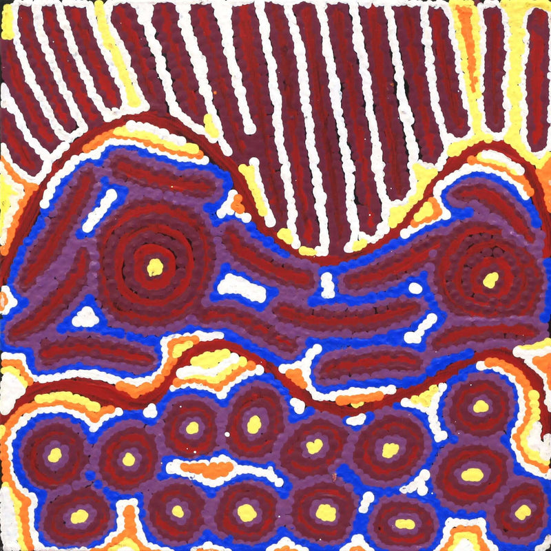 Aboriginal Artwork by Alice Nampijinpa Michaels, Lappi Lappi Jukurrpa, 30x30cm