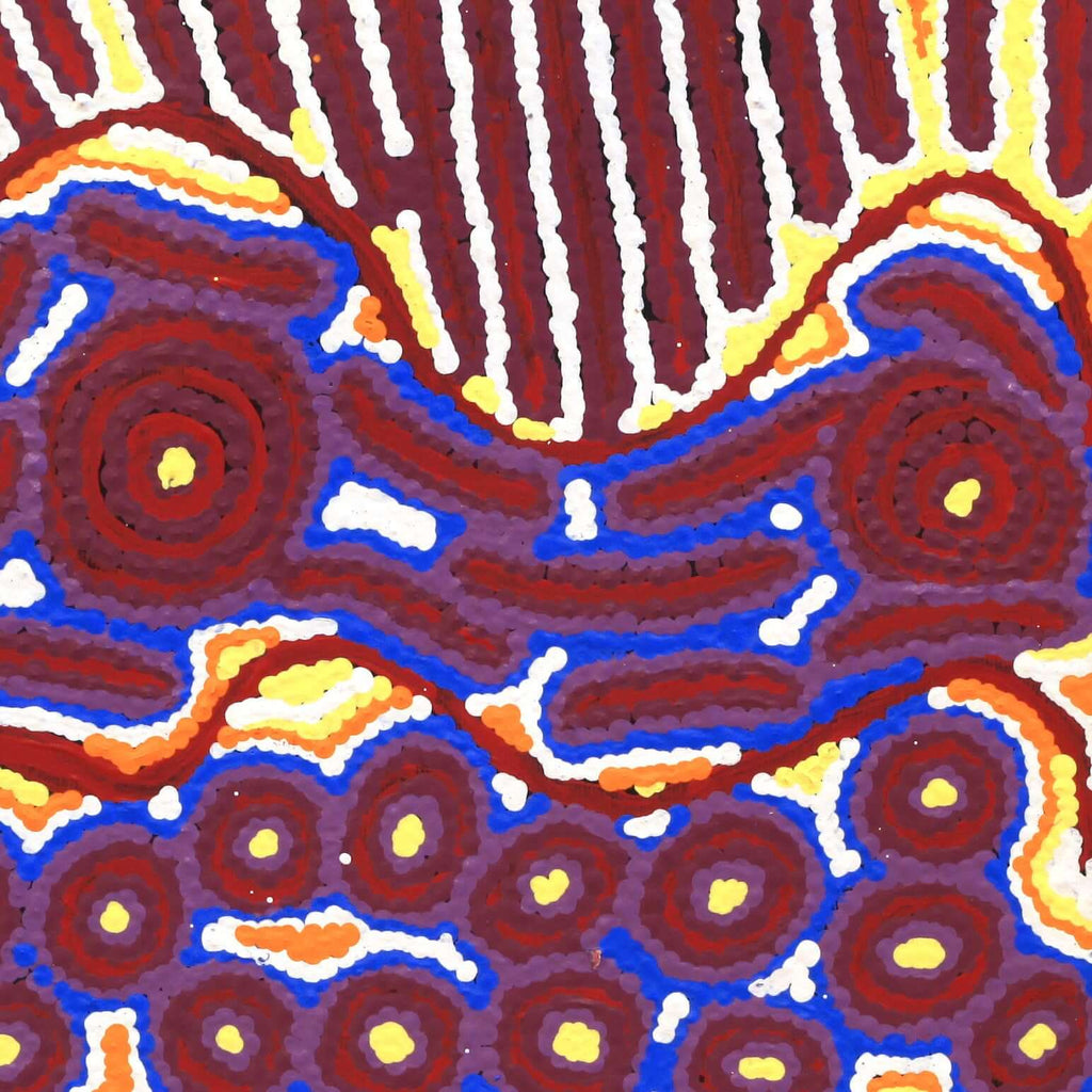 Aboriginal Artwork by Alice Nampijinpa Michaels, Lappi Lappi Jukurrpa, 30x30cm