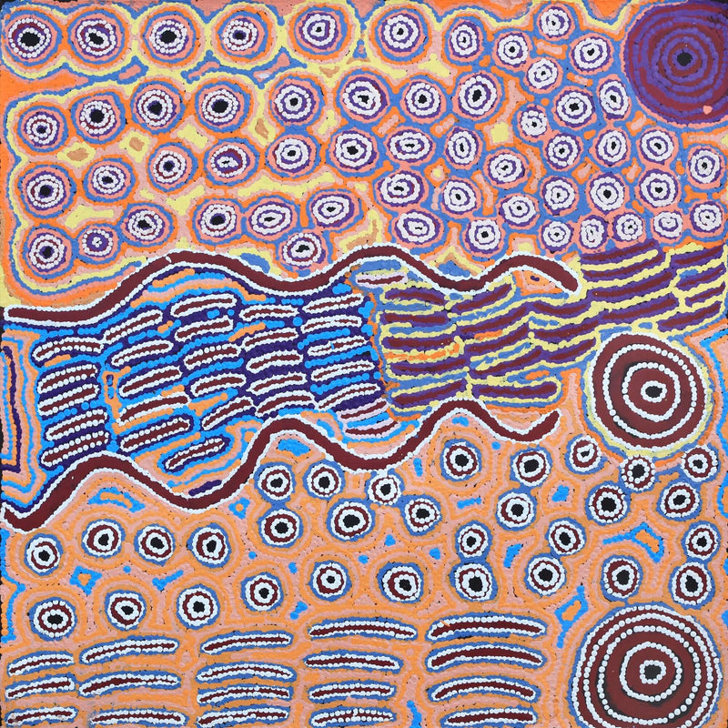 Aboriginal Artwork by Alice Nampijinpa Michaels, Lappi Lappi Jukurrpa, 76x76cm