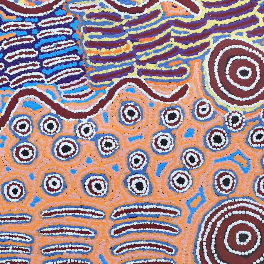 Aboriginal Artwork by Alice Nampijinpa Michaels, Lappi Lappi Jukurrpa, 76x76cm