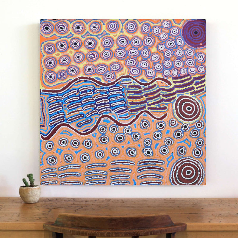 Aboriginal Artwork by Alice Nampijinpa Michaels, Lappi Lappi Jukurrpa, 76x76cm