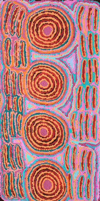 Aboriginal Artwork by Alice Nampijinpa Michaels, Lappi Lappi Jukurrpa, 61x30cm