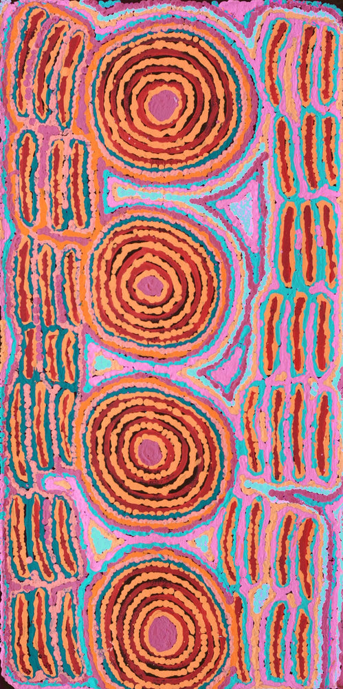 Aboriginal Artwork by Alice Nampijinpa Michaels, Lappi Lappi Jukurrpa, 61x30cm