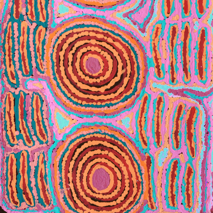 Aboriginal Artwork by Alice Nampijinpa Michaels, Lappi Lappi Jukurrpa, 61x30cm