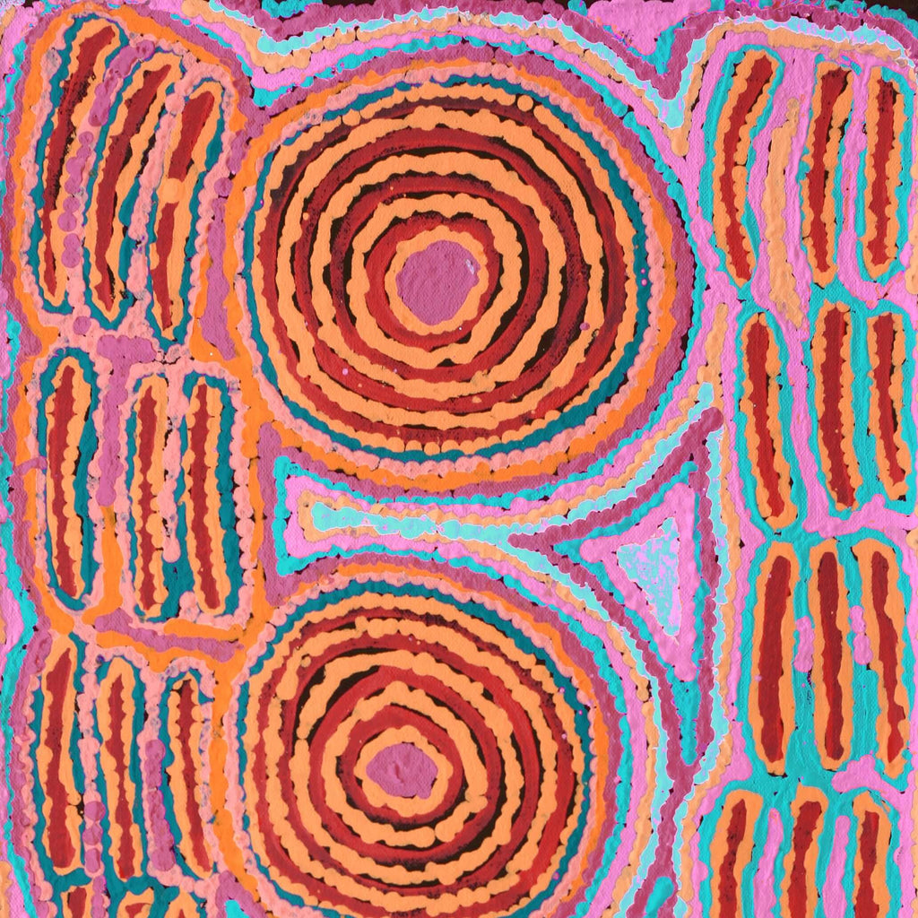 Aboriginal Artwork by Alice Nampijinpa Michaels, Lappi Lappi Jukurrpa, 61x30cm