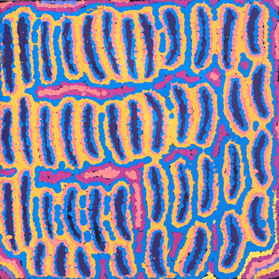 Aboriginal Artwork by Alice Nampijinpa Michaels, Lappi Lappi Jukurrpa, 30x30cm
