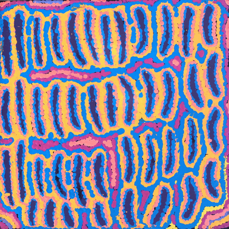 Aboriginal Artwork by Alice Nampijinpa Michaels, Lappi Lappi Jukurrpa, 30x30cm