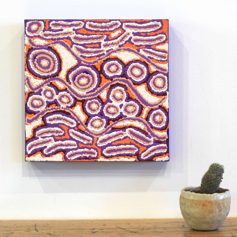 Aboriginal Artwork by Alice Nampijinpa Michaels, Lappi Lappi Jukurrpa, 30x30cm