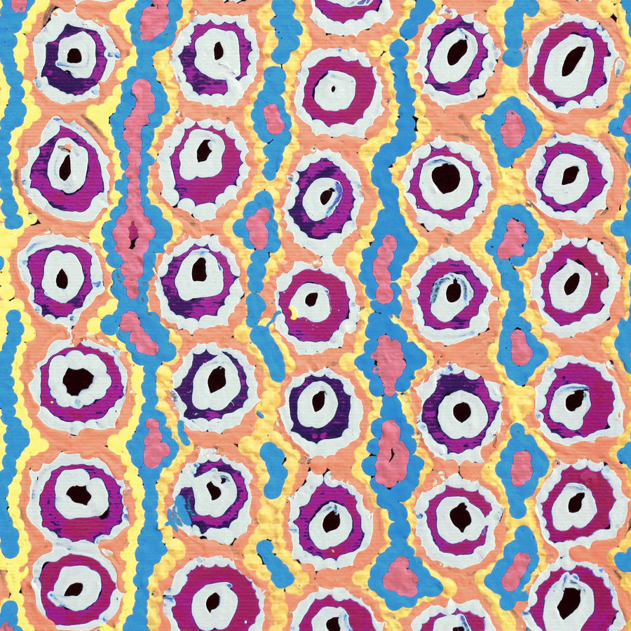 Aboriginal Artwork by Alice Nampijinpa Michaels, Lappi Lappi Jukurrpa, 30x30cm