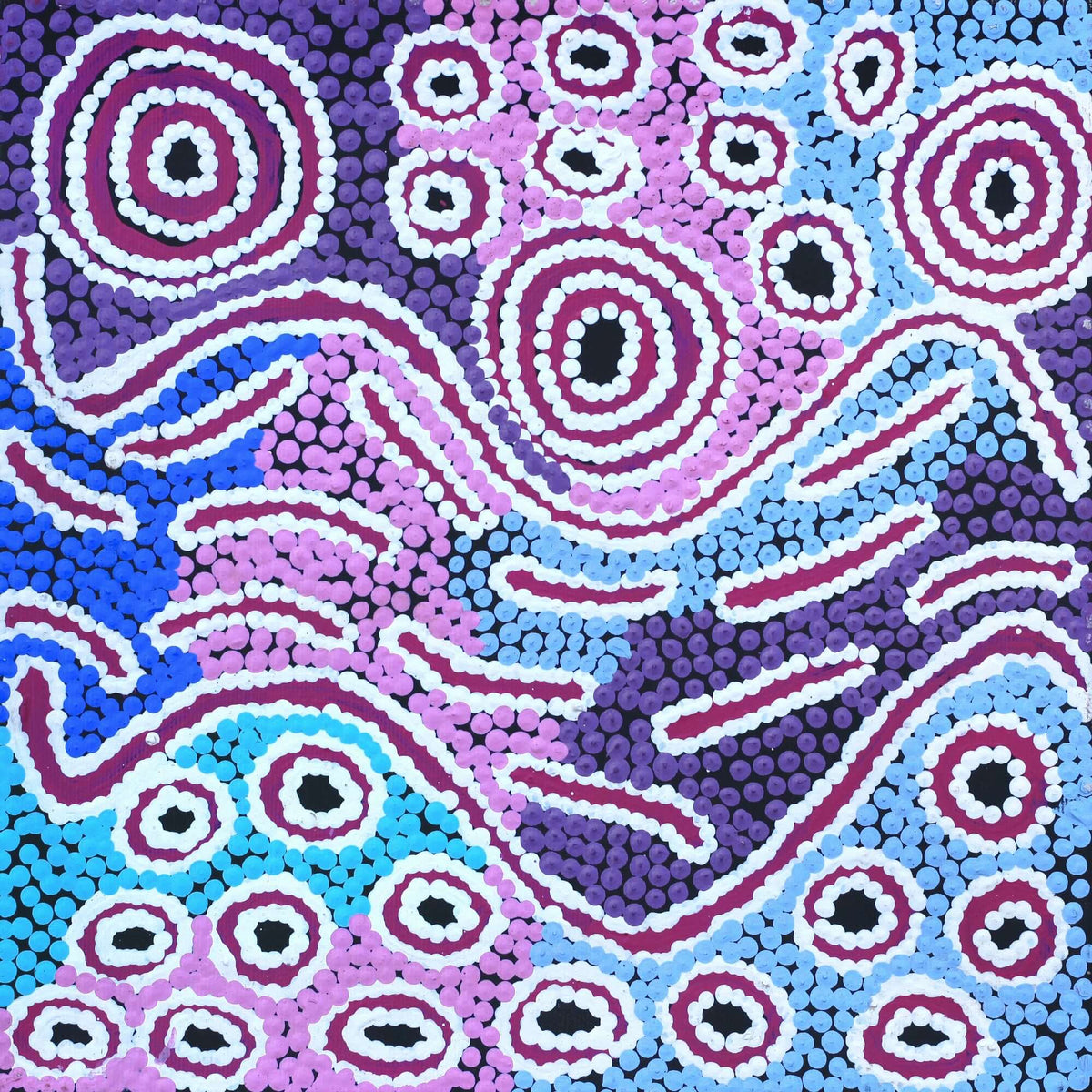 Aboriginal Art by Alice Nampijinpa Michaels, Lappi Lappi Jukurrpa, 30x30cm - ART ARK®