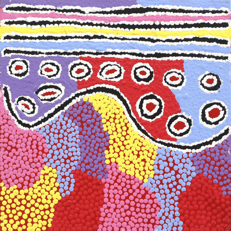 Aboriginal Artwork by Alice Nampijinpa Michaels, Lappi Lappi Jukurrpa, 30x30cm