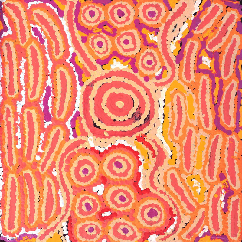 Aboriginal Artwork by Alice Nampijinpa Michaels, Lappi Lappi Jukurrpa, 30x30cm