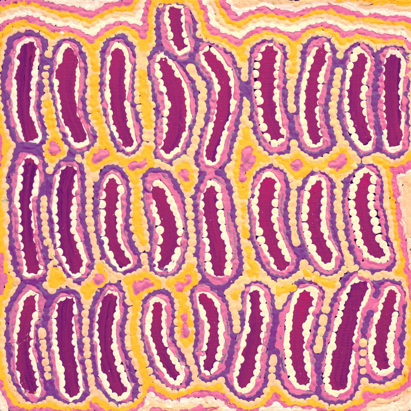 Aboriginal Artwork by Alice Nampijinpa Michaels, Lappi Lappi Jukurrpa, 30x30cm