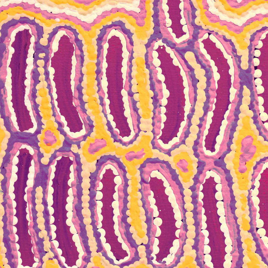 Aboriginal Artwork by Alice Nampijinpa Michaels, Lappi Lappi Jukurrpa, 30x30cm