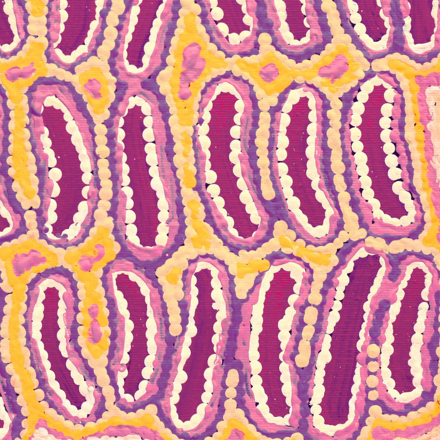 Aboriginal Artwork by Alice Nampijinpa Michaels, Lappi Lappi Jukurrpa, 30x30cm