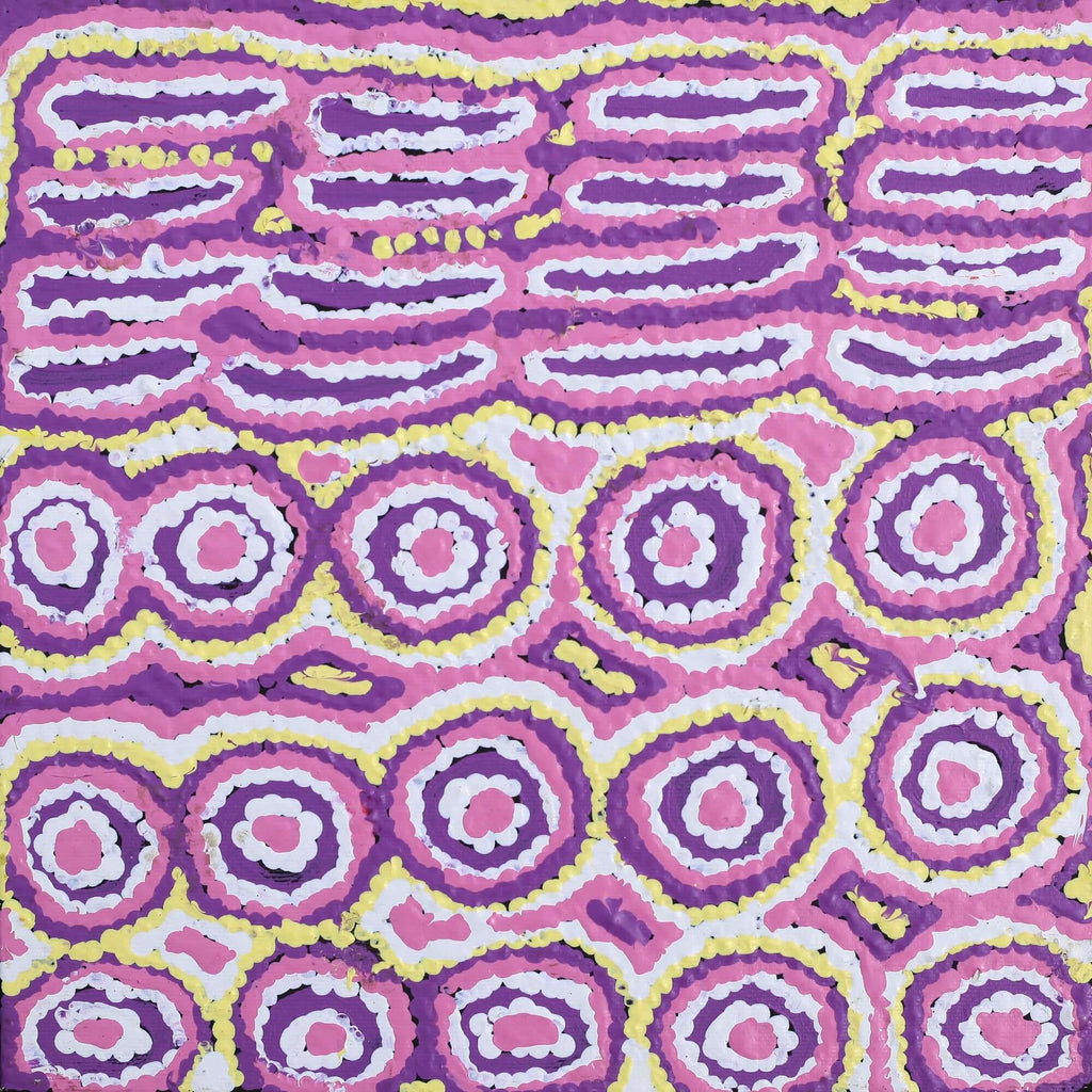 Aboriginal Artwork by Alice Nampijinpa Michaels, Lappi Lappi Jukurrpa, 30x30cm