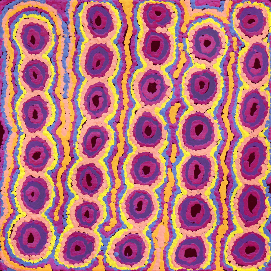 Aboriginal Artwork by Alice Nampijinpa Michaels, Lappi Lappi Jukurrpa, 30x30cm