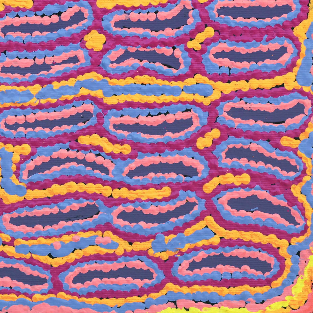 Aboriginal Artwork by Alice Nampijinpa Michaels, Lappi Lappi Jukurrpa, 30x30cm