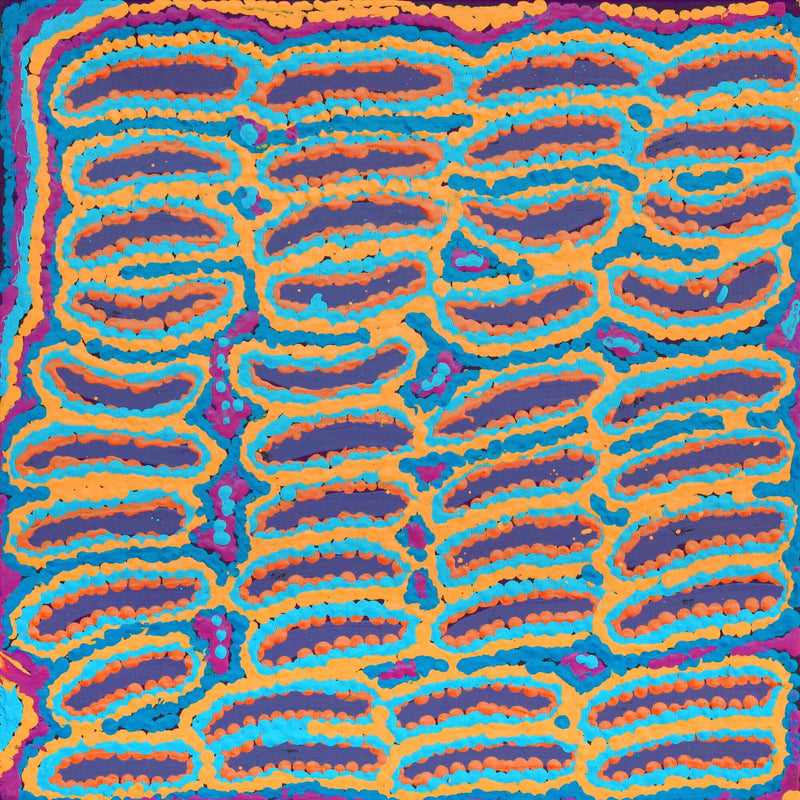 Aboriginal Artwork by Alice Nampijinpa Michaels, Lappi Lappi Jukurrpa, 30x30cm