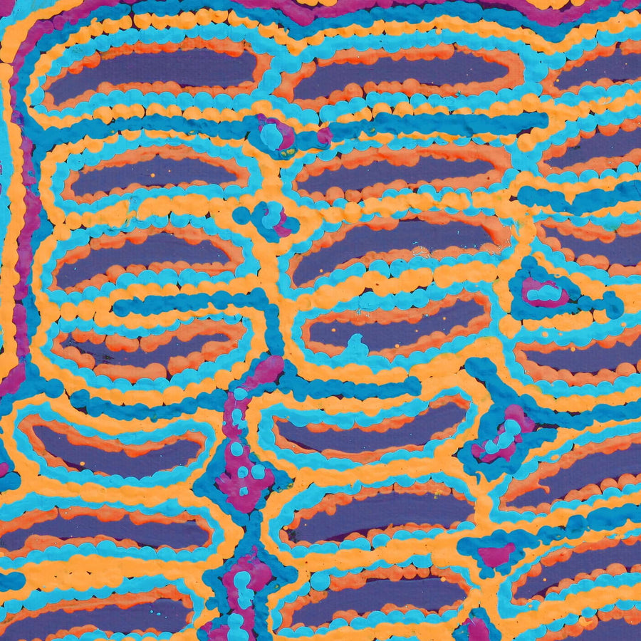Aboriginal Artwork by Alice Nampijinpa Michaels, Lappi Lappi Jukurrpa, 30x30cm