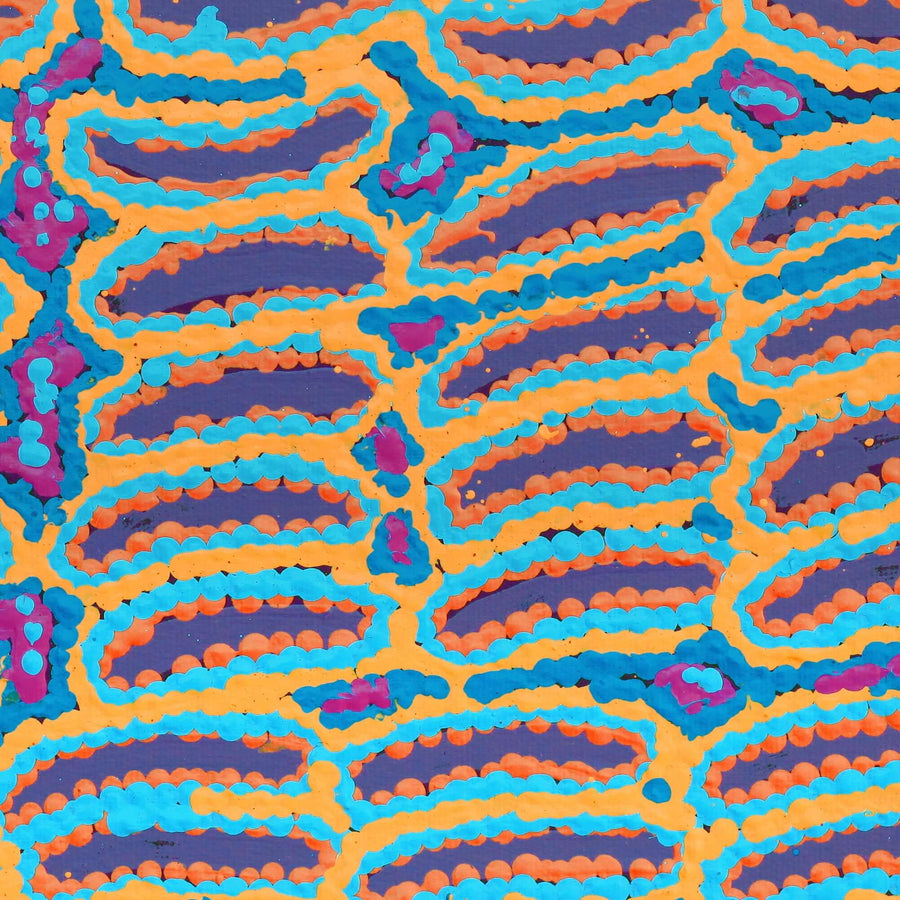Aboriginal Artwork by Alice Nampijinpa Michaels, Lappi Lappi Jukurrpa, 30x30cm