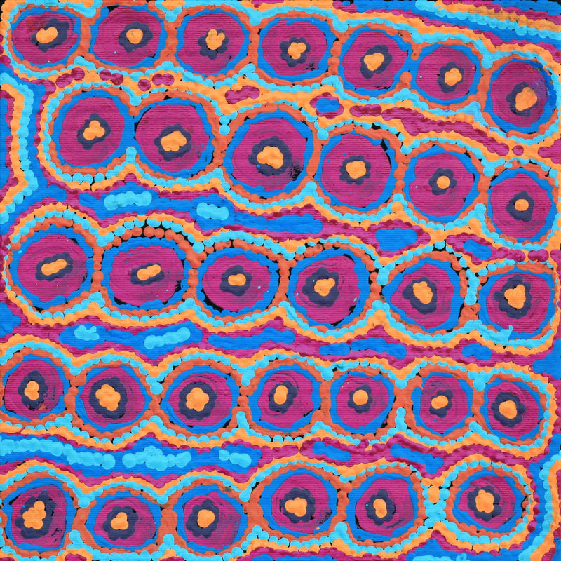 Aboriginal Artwork by Alice Nampijinpa Michaels, Lappi Lappi Jukurrpa, 30x30cm