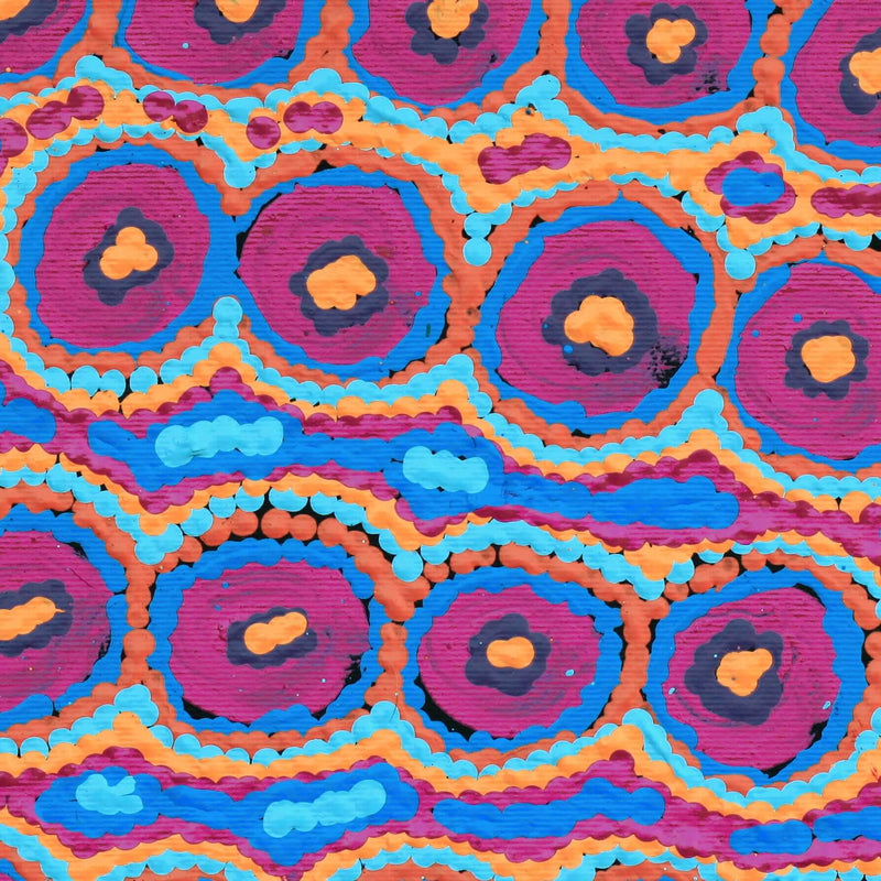 Aboriginal Artwork by Alice Nampijinpa Michaels, Lappi Lappi Jukurrpa, 30x30cm