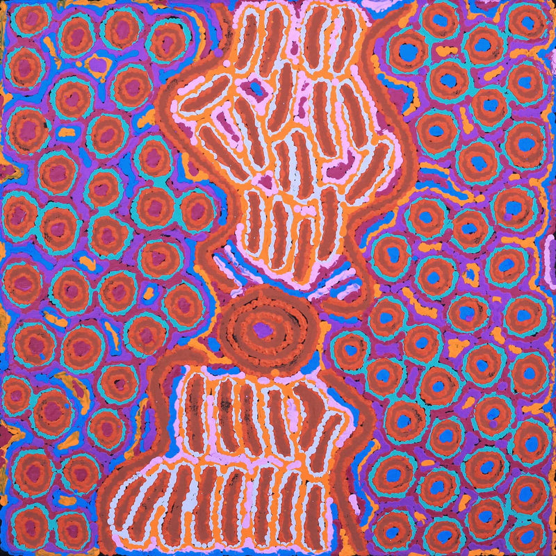 Aboriginal Artwork by Alice Nampijinpa Michaels, Lappi Lappi Jukurrpa, 46x46cm