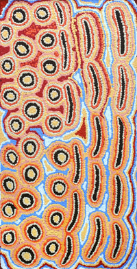 Aboriginal Artwork by Alice Nampijinpa Michaels, Lappi Lappi Jukurrpa, 61x30cm