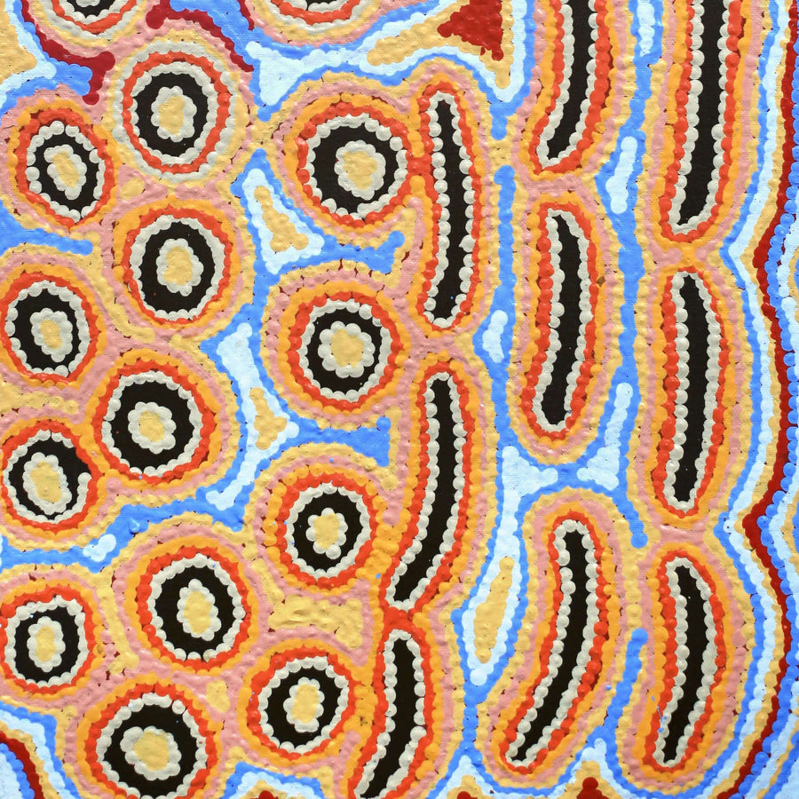 Aboriginal Artwork by Alice Nampijinpa Michaels, Lappi Lappi Jukurrpa, 61x30cm
