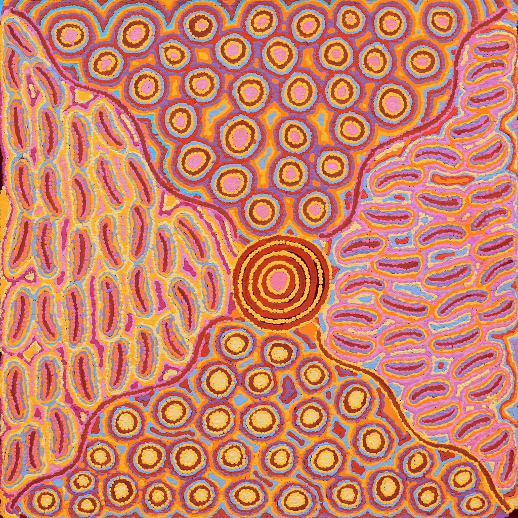 Aboriginal Artwork by Alice Nampijinpa Michaels, Lappi Lappi Jukurrpa, 76x76cm