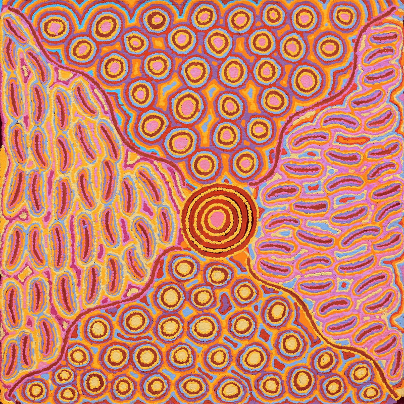 Aboriginal Artwork by Alice Nampijinpa Michaels, Lappi Lappi Jukurrpa, 76x76cm