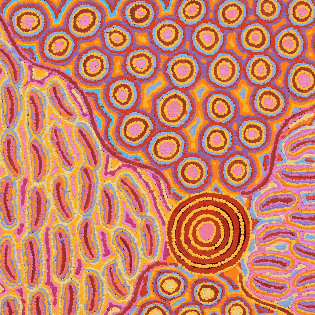 Aboriginal Artwork by Alice Nampijinpa Michaels, Lappi Lappi Jukurrpa, 76x76cm