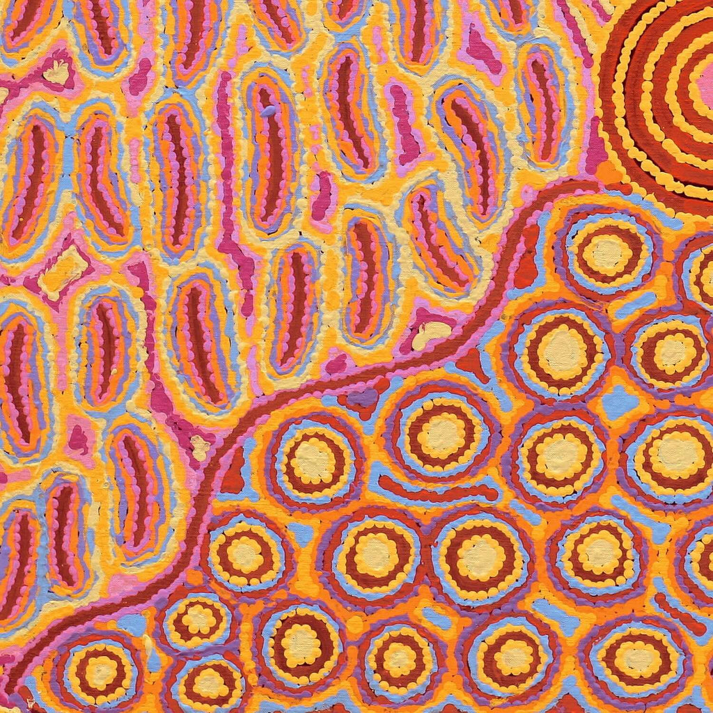 Aboriginal Artwork by Alice Nampijinpa Michaels, Lappi Lappi Jukurrpa, 76x76cm
